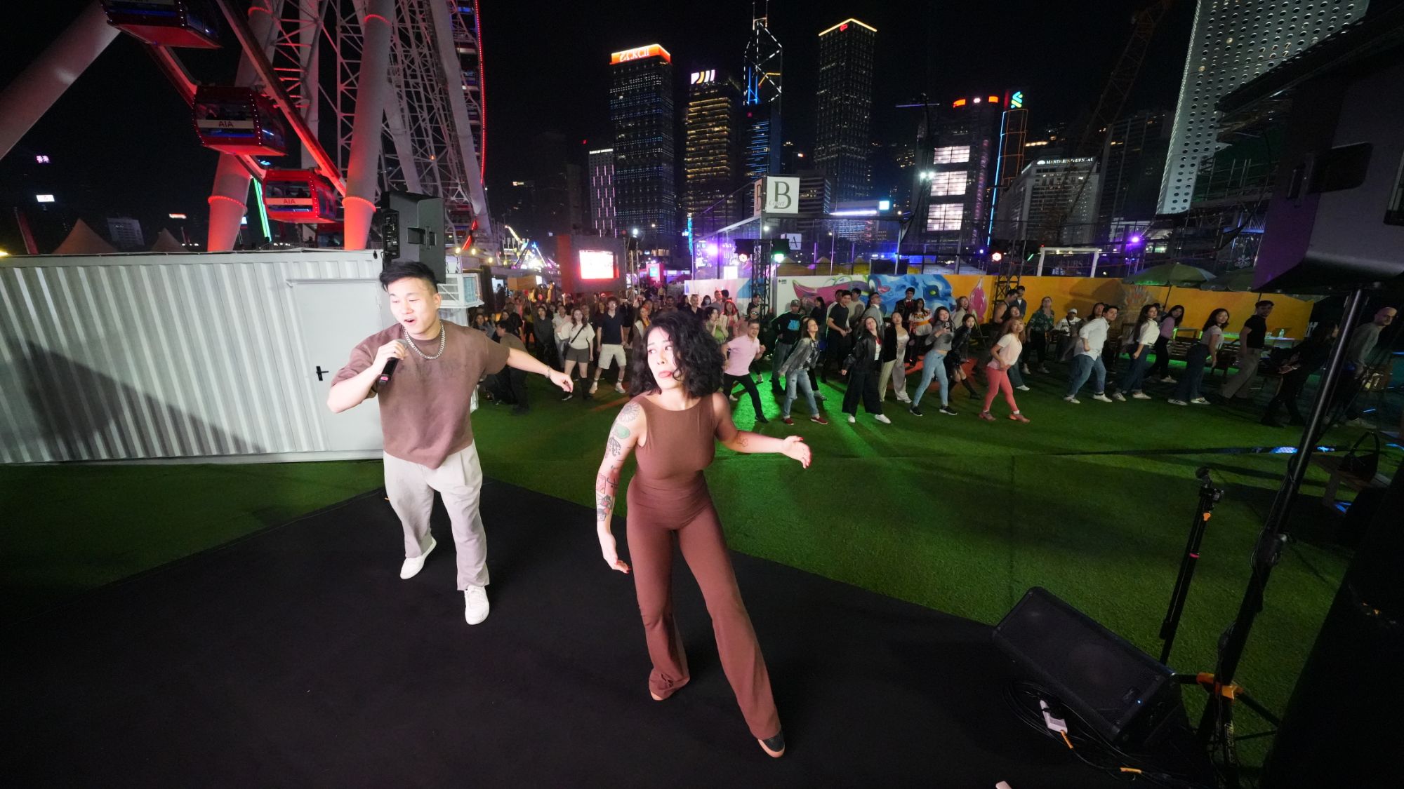 Bachata social dancers at a Hong Kong outdoor party